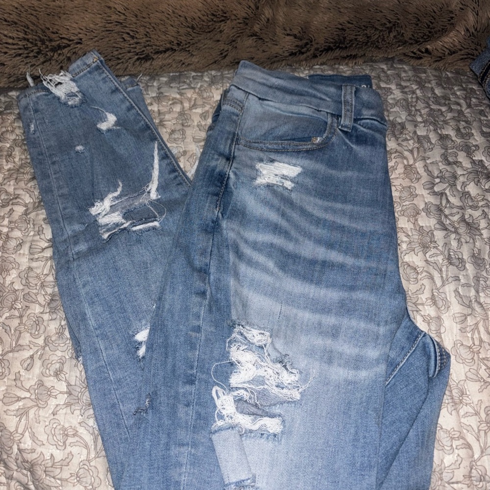 Distressed Blue Jeans